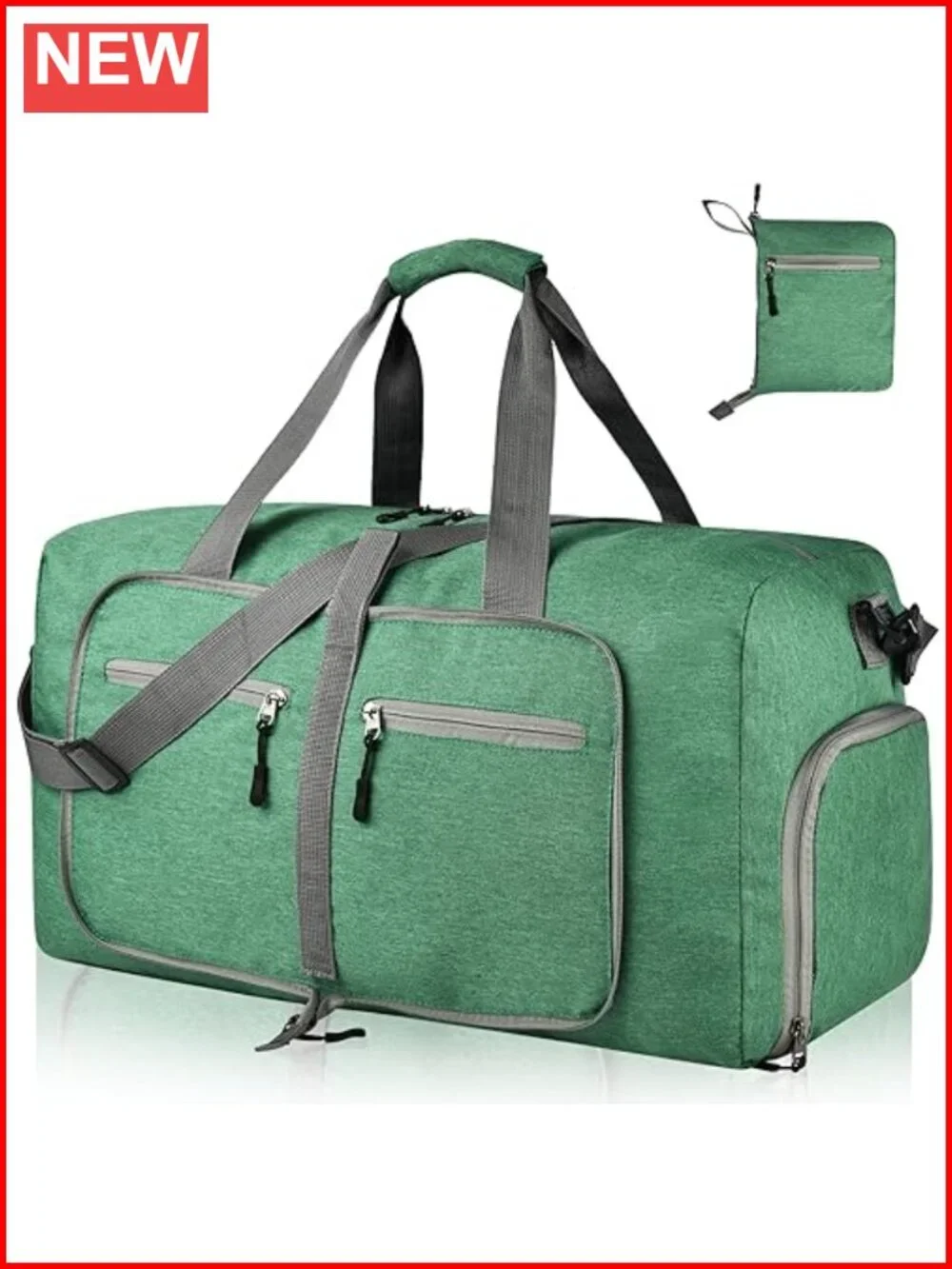 85L Foldable Travel Duffel Bag with Shoe Compartment, Waterproof Polyester